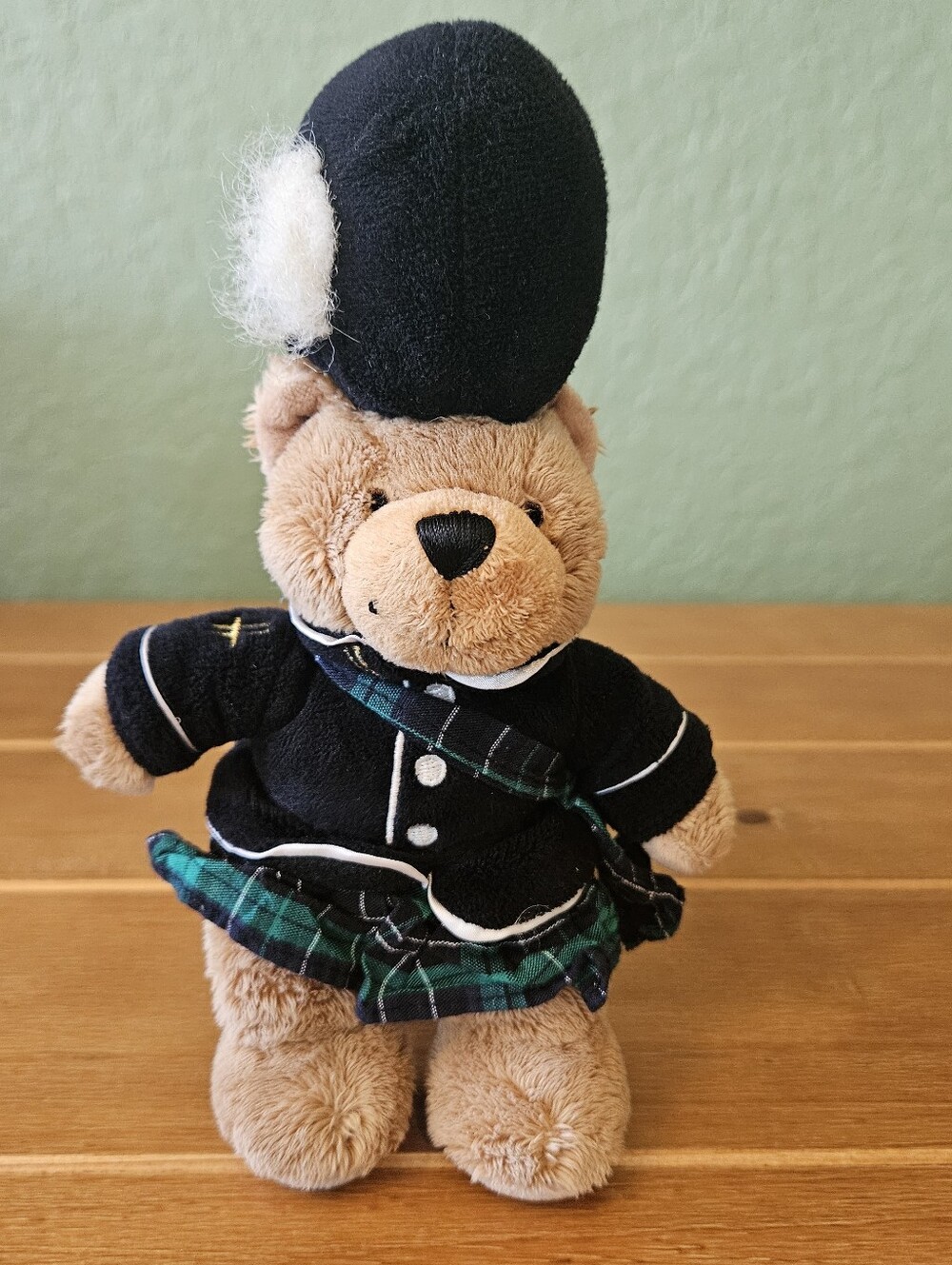 Harrods Bear Plush Stuffed Animal  Plaid Kilt Black Green Small Soft Toy